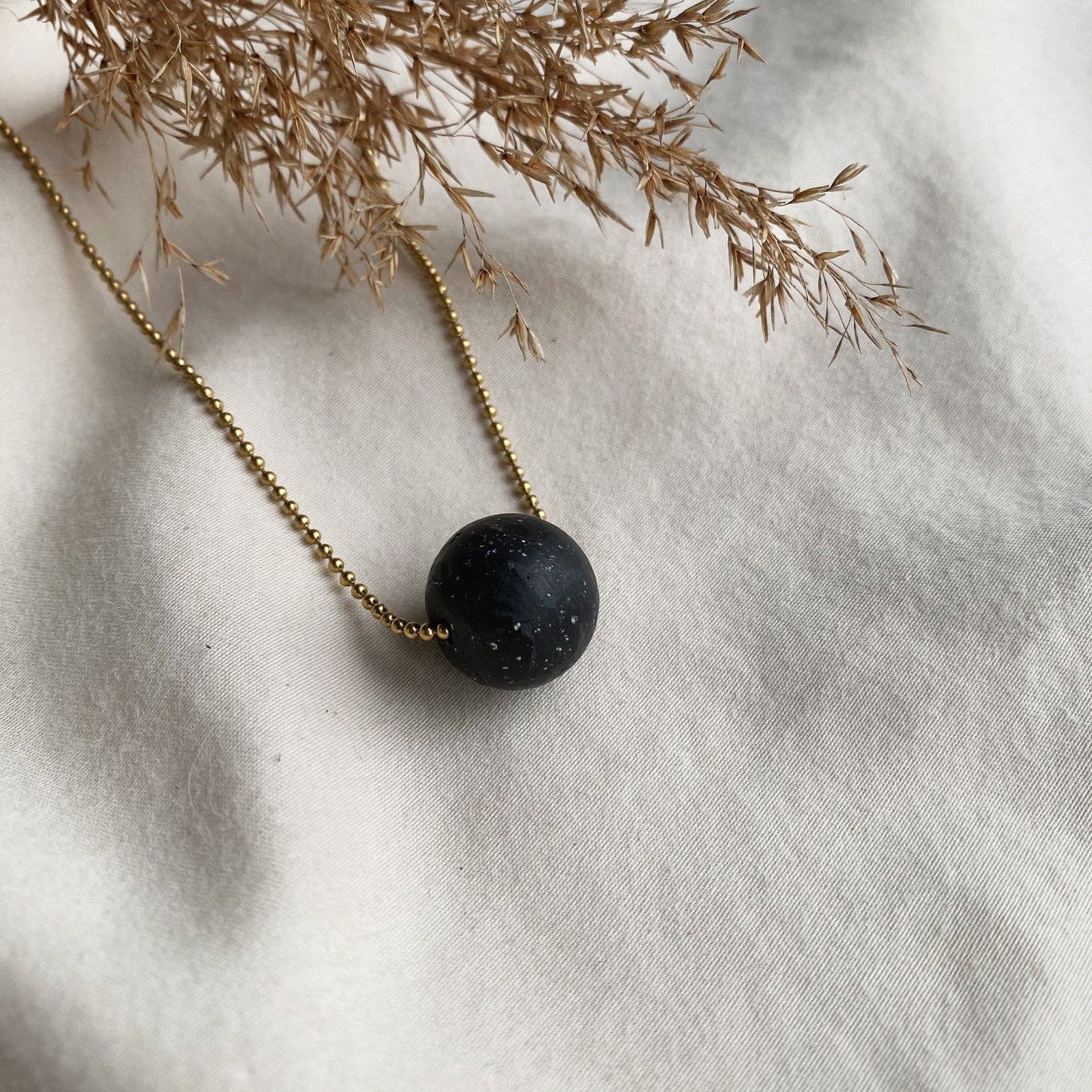 Concrete necklace | concrete jewelry | concrete bead 12mm | minimalist necklace | stainless steel ball chain | brass ball chain