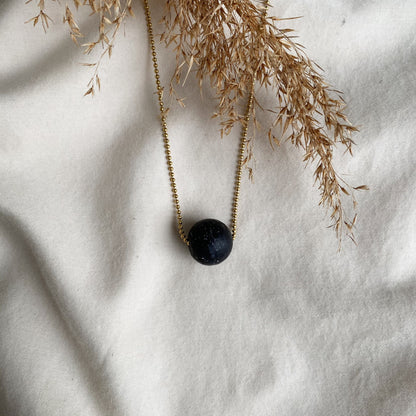 Concrete necklace | concrete jewelry | concrete bead 12mm | minimalist necklace | stainless steel ball chain | brass ball chain